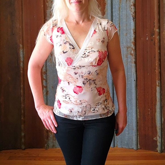 Wrapper | Tops | Vintage Wrapper Y2k Criss Cross Silky Floral Shirt ...